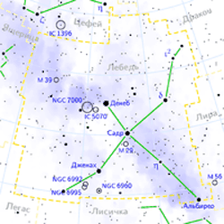 Рассеянное скопление M39 находится в созвездии Лебедя